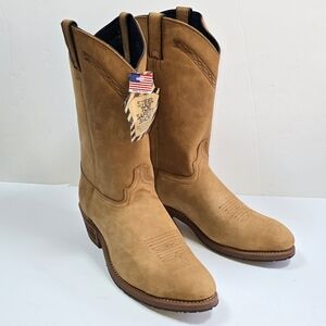 Abilene Western Wellington Leather Work Boots Steel Toe Rugged Pull On Sz. 13EE